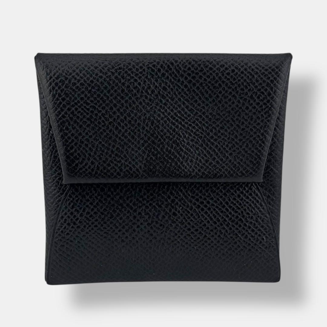 美品 エルメス バスティア ケース ブラック レザー T刻印 箱付き