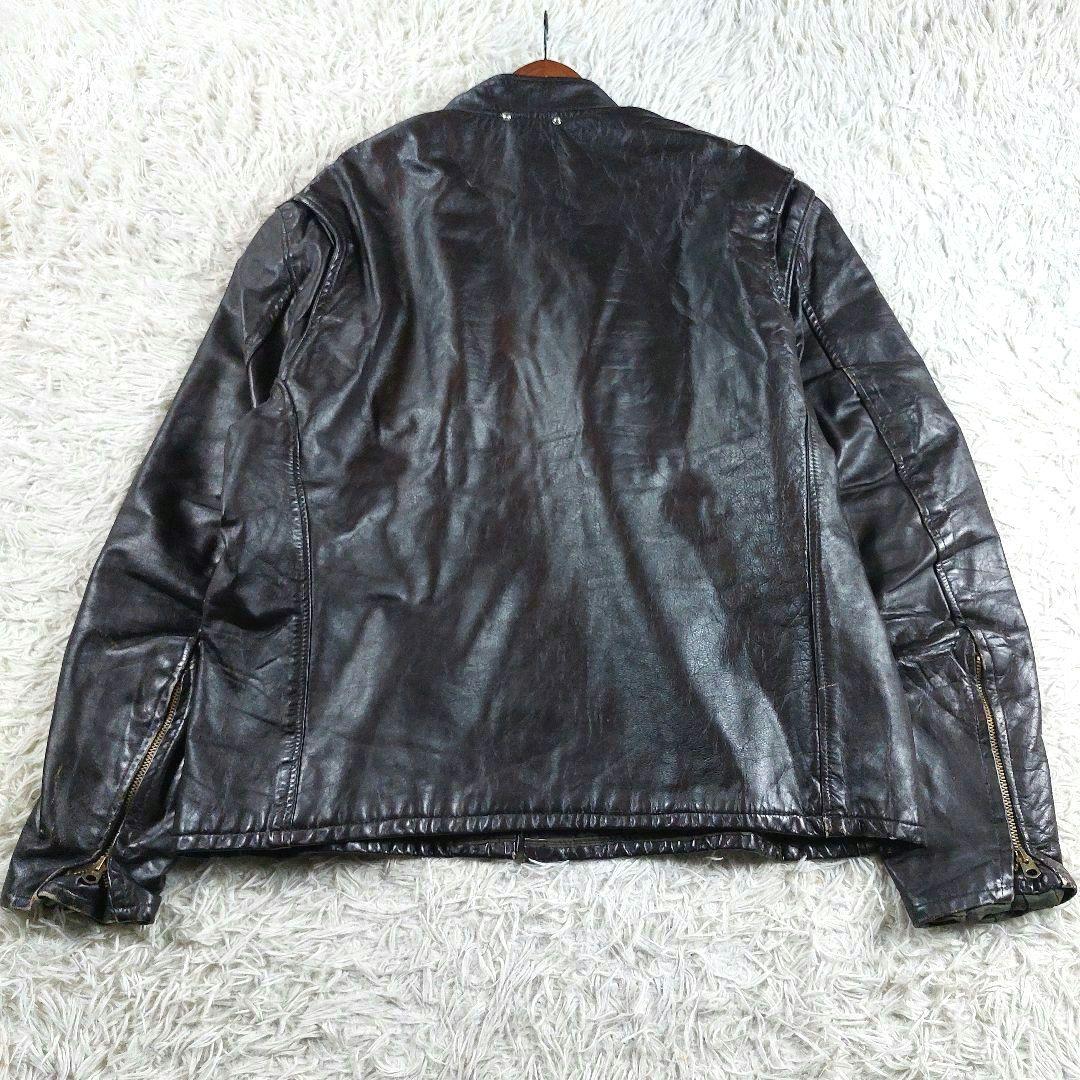 60~70s 希少 シングルレザーライダース 五角形TALON 逆ハの字ジップ