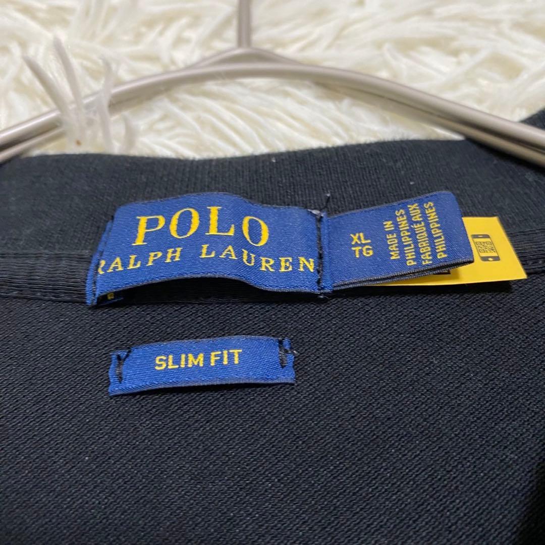 【極美品✨】ポロラルフローレン スリムフィットストレッチポロシャツ 現行 黒XL