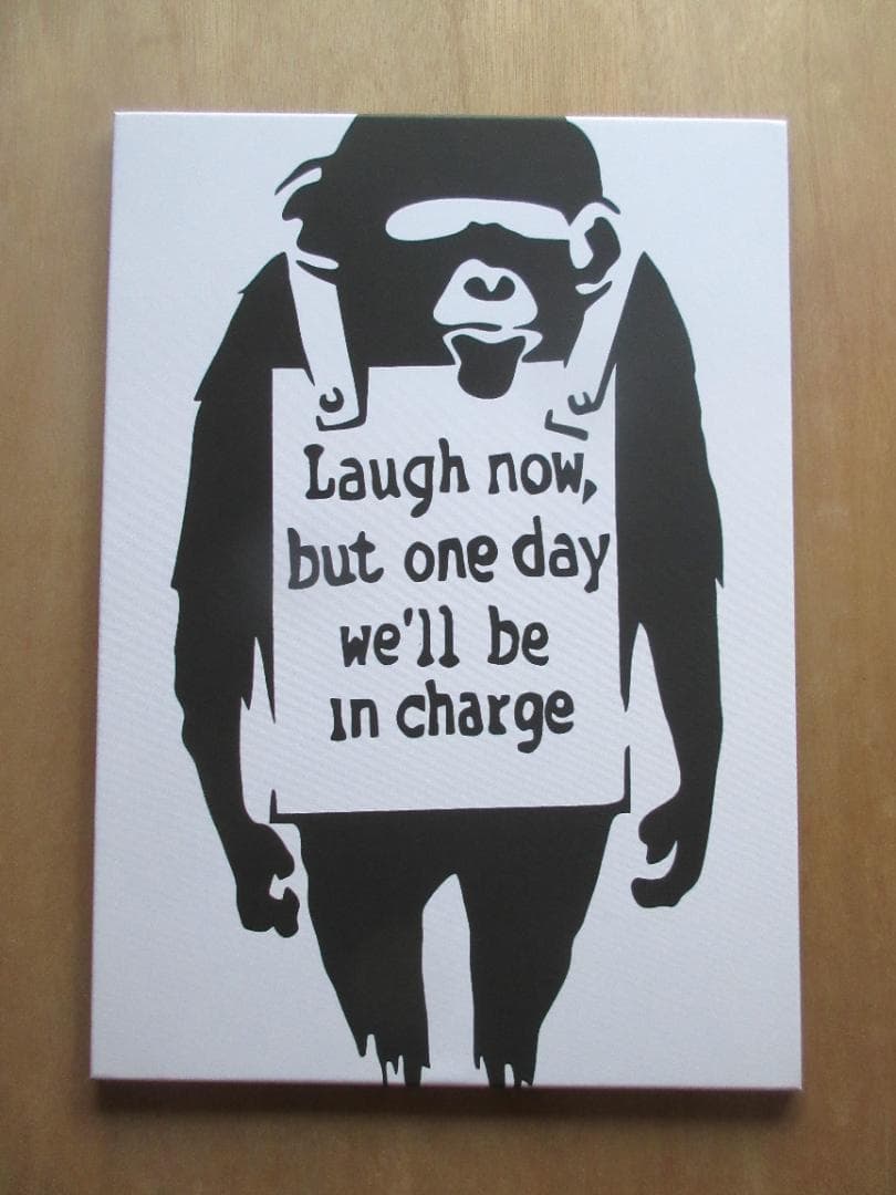 バンクシー落書きアート　ポスター木製パネル加工の新品