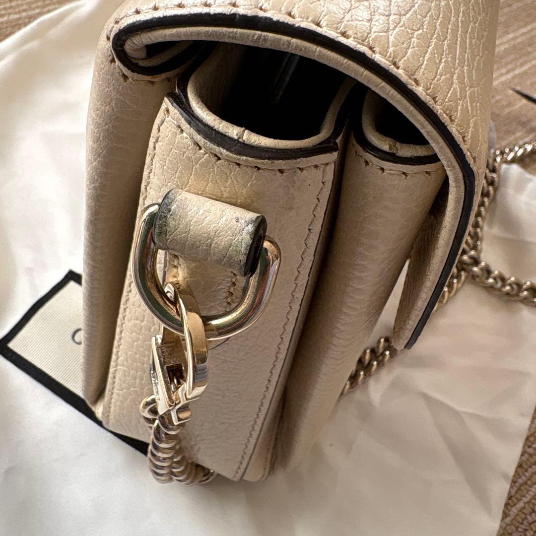 ✈*様 GUCCI ベージュ レザー ショルダーバッグ