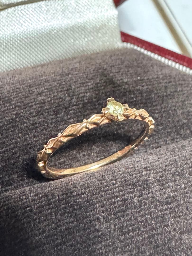 ageteアガット ペリドット ピンキーリング 2号