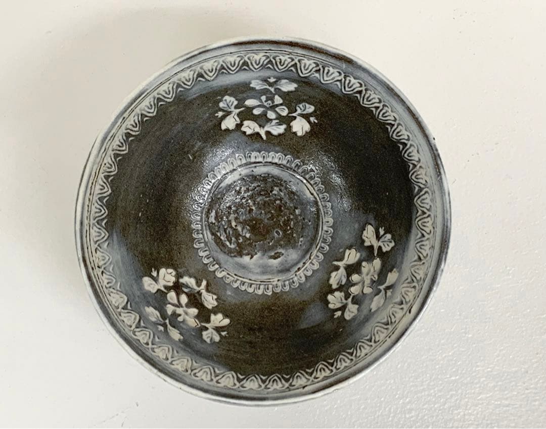 楠部彌一作　印花茶碗　　表千家 裏千家 抹茶茶碗 茶道具