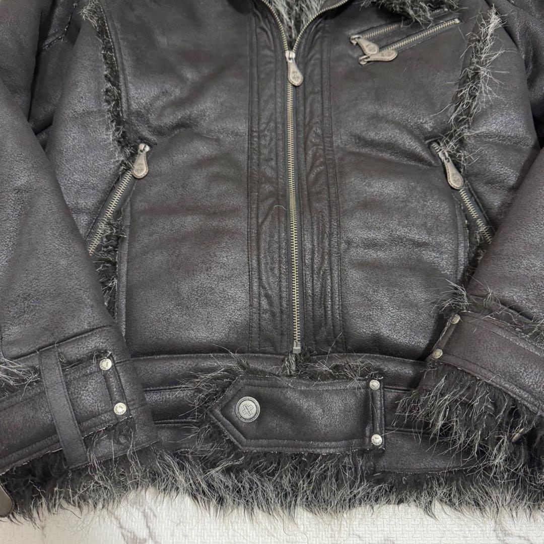 BURNING SHO ecoleather fur jacket ボアy2k