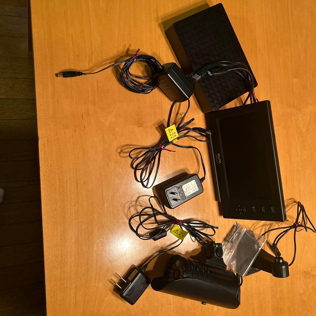 ELPA CMS-m71 ワイヤレス防犯カメラモニターセット　ハードディスク付き