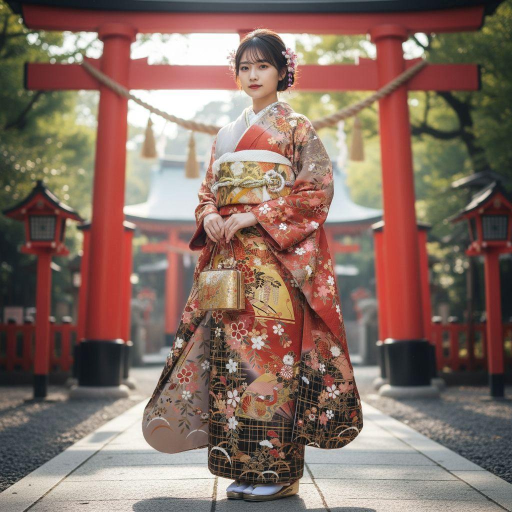 ☆さと☆SALE中☆振袖フルセット(7点)・金彩加工・金駒刺繍・共八掛