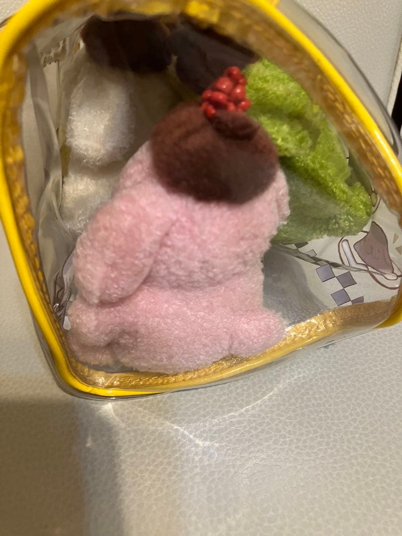 ポムポムプリン　ぬいぐるみセット　ビニールポーチ付き