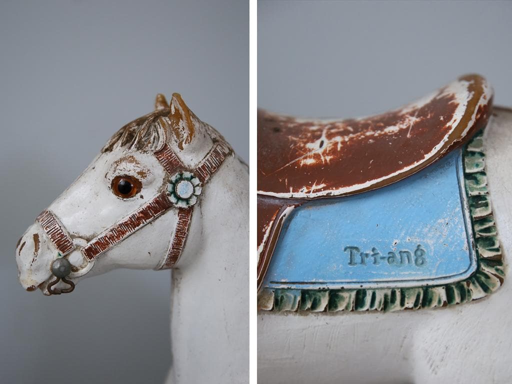 英国アンティークTriang製ロッキングホース/木馬/乗り物オブジェ(92-67