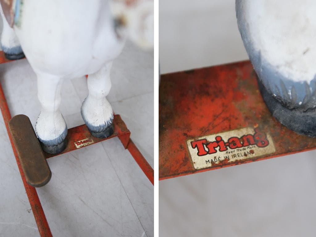 英国アンティークTriang製ロッキングホース/木馬/乗り物オブジェ(92-67