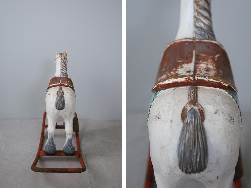 英国アンティークTriang製ロッキングホース/木馬/乗り物オブジェ(92-67