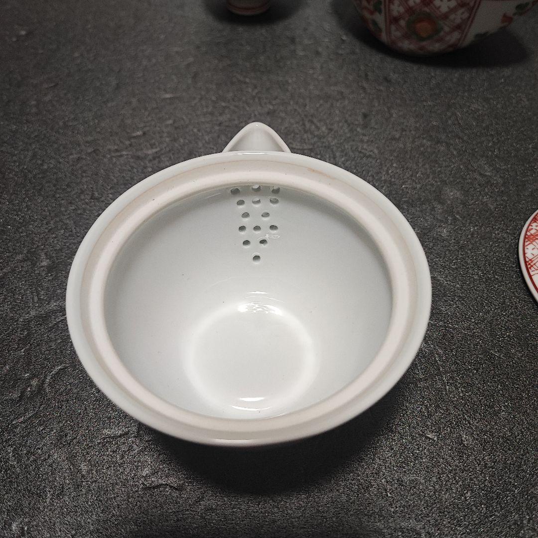 煎茶道具　有田　宝瓶　玉露　小茶器7点セット　グリーン玉赤絵　金彩　仙月