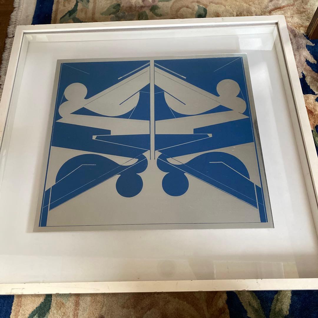 川島猛アート　アルミ作　BLUE and WHITE