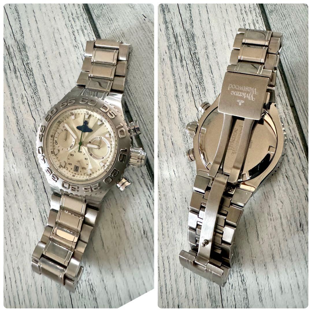 【希少】vivienne ヴィヴィアン 腕時計 クロノグラフ シルバー調