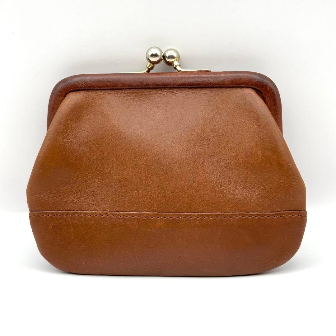 オールドコーチ ケース レザー がま口 ブラウン