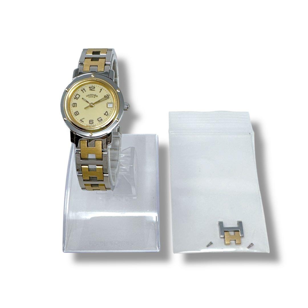 エルメス クリッパー CL4.220 コンビ Dバックル レディース 時計 美品