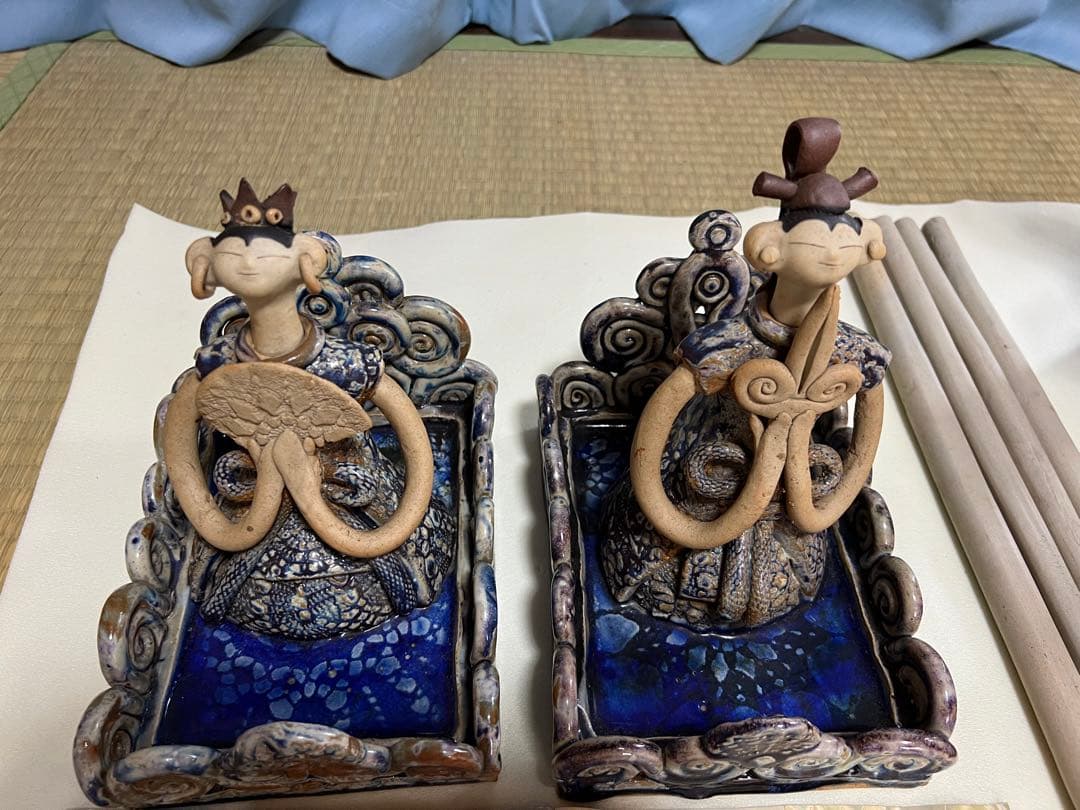 【珍品】神輿雛人形　青芳人形砥部焼　雛人形10体セット　青芳窯　森元青芳