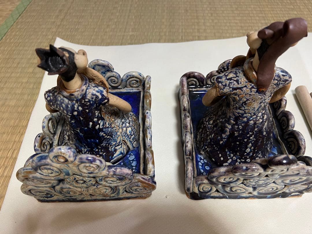 【珍品】神輿雛人形　青芳人形砥部焼　雛人形10体セット　青芳窯　森元青芳