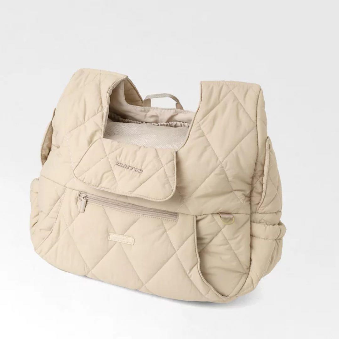 【未使用】moncheri キルティングメッシュ付きフロントバッグ★M★ベージュ