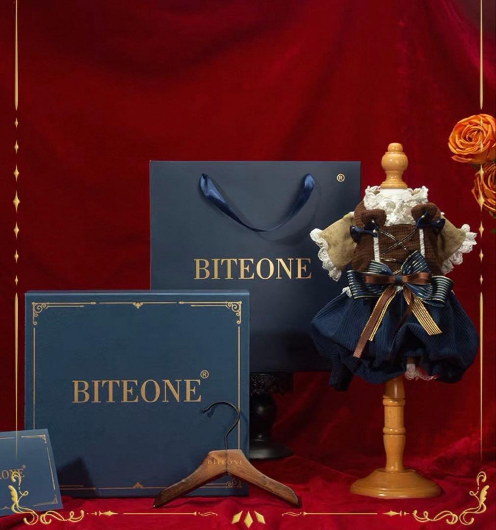 BITEONE 猫服 ドレススタイル 青茶色　綿100%