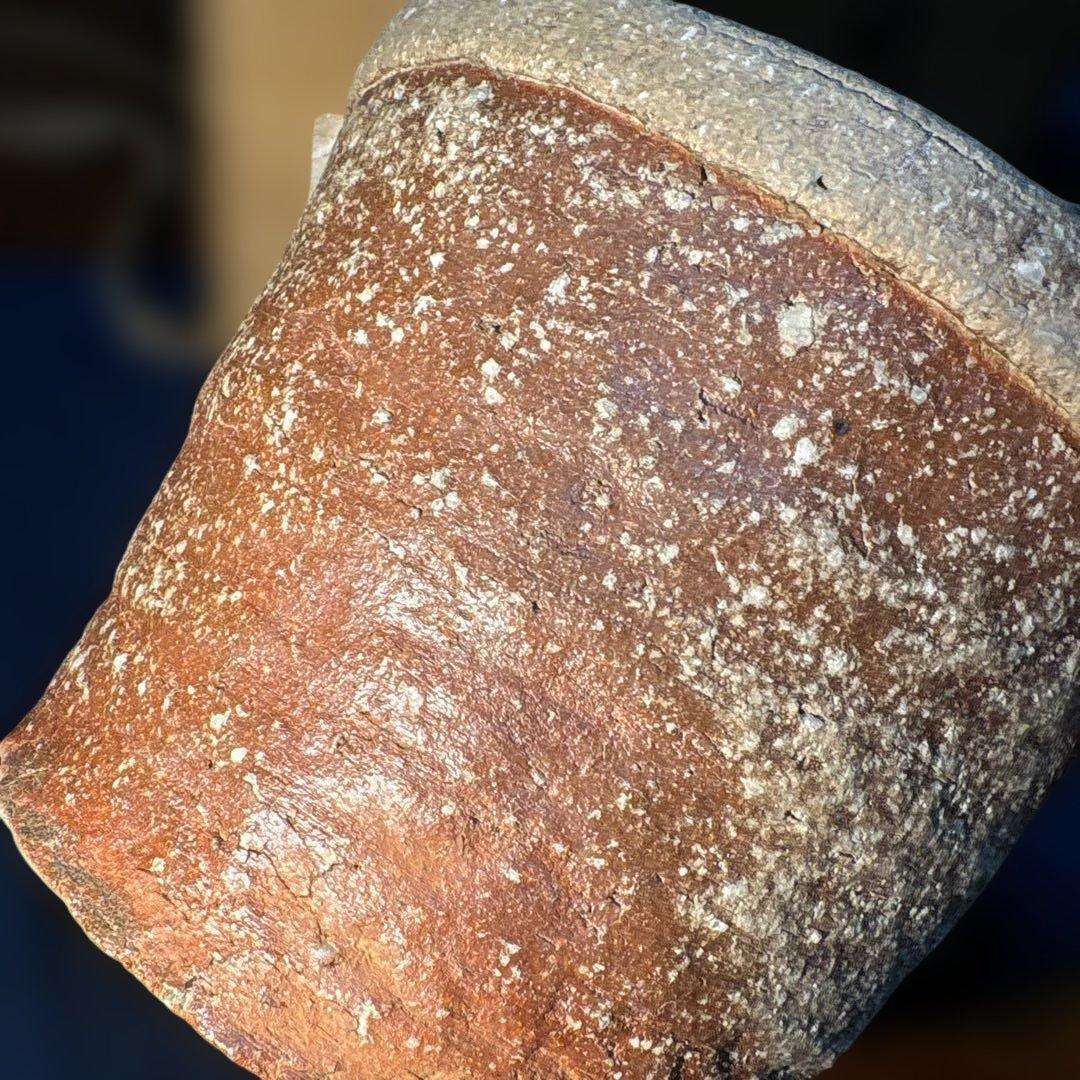 澤清嗣作　信楽焼　信楽鬼桶水指 陶器 水差し 茶色 円筒形 木箱付き