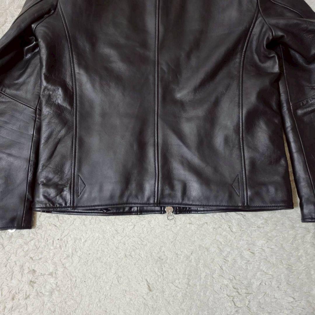 美品✨　ナノユニバース 羊革 ライダースジャケット 黒 中綿 キルティング XL
