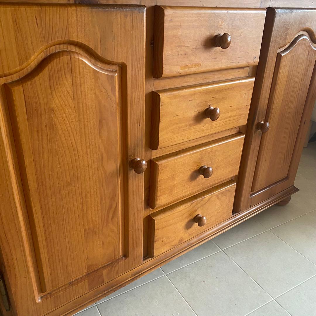 カントリー　パイン材　キャビネット　サイドボード　アンティーク　丸脚　家具