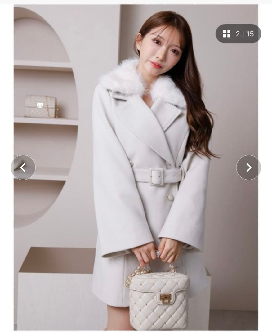 LIP SERVICE スリットスリーブファーカラーコート