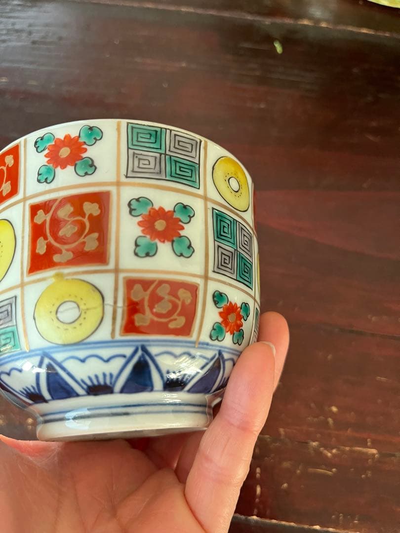 江戸後期　古伊万里　珍図　阿蘭陀文　大振そば猪口　蕎麦猪口　向付　石畳　本掲載