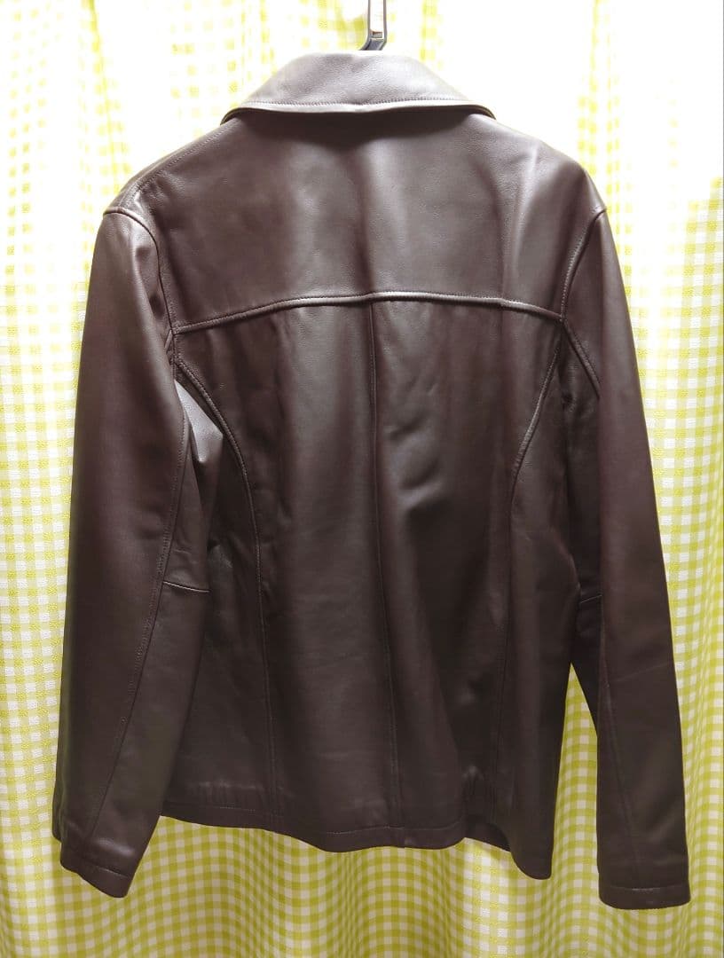 ブラウンレザーシングルライダースジャケット
