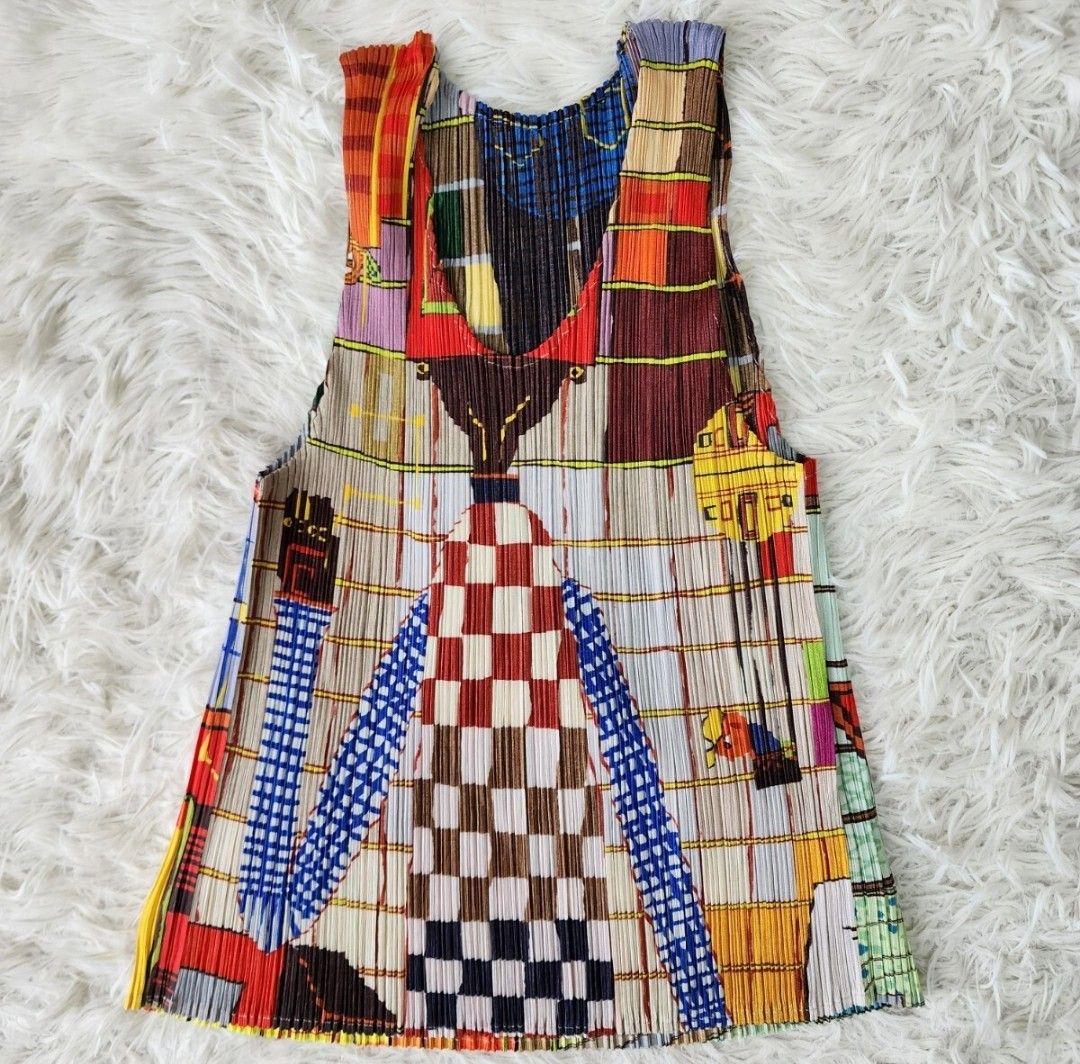 【稀少/ほぼ美品】プリーツプリーズ ノースリーブ タンクトップ マルチカラー 3