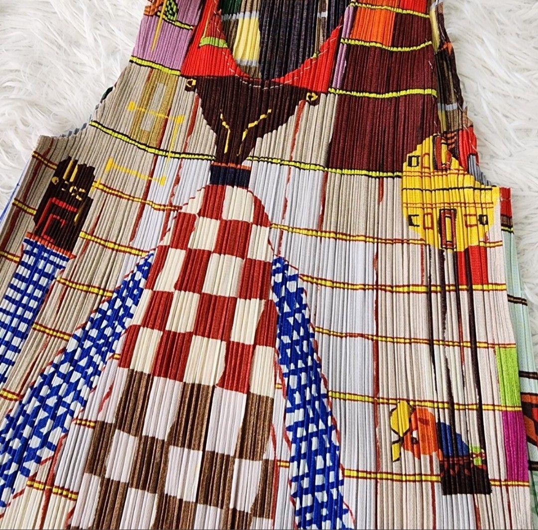 【稀少/ほぼ美品】プリーツプリーズ ノースリーブ タンクトップ マルチカラー 3