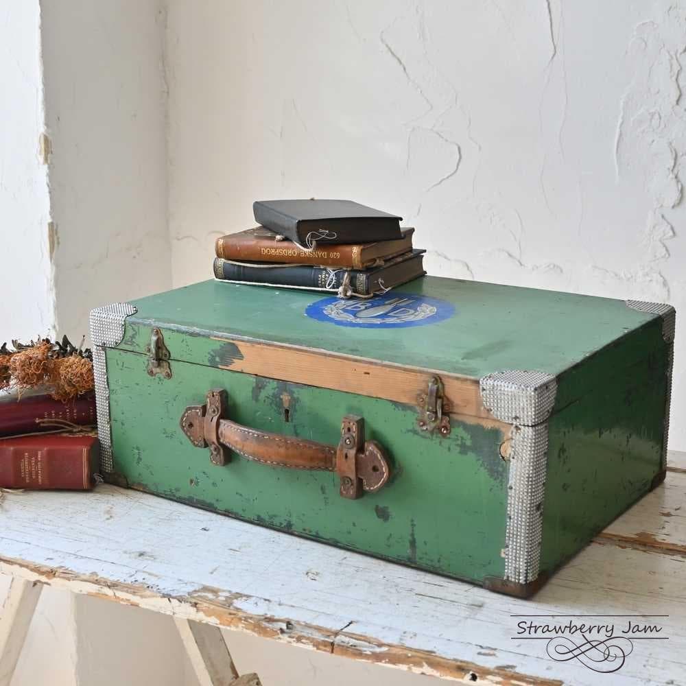 L3612-33 英国アンティーク トランク レザー 収納 かばん イギリス軍