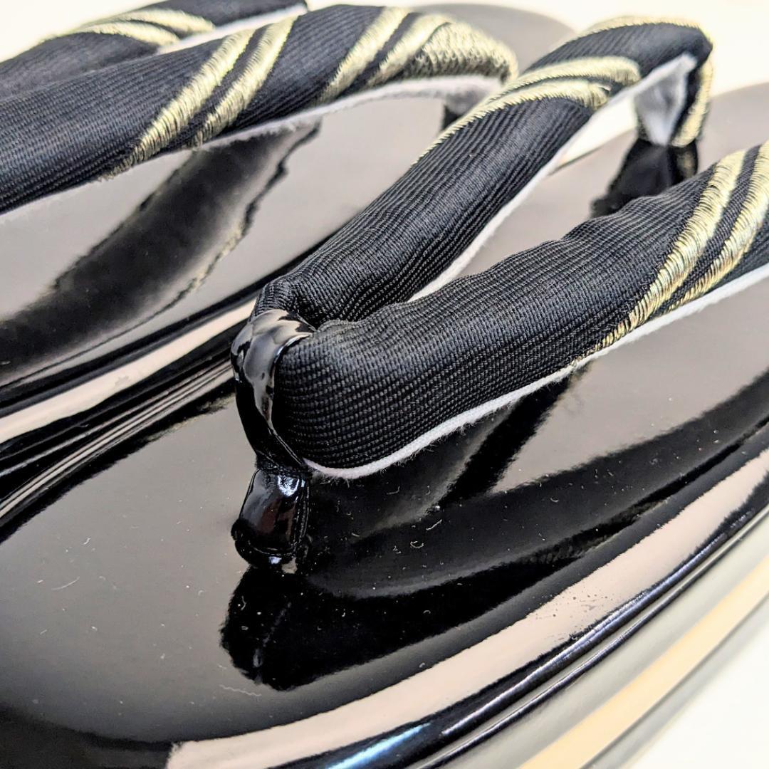 和装 草履バッグセット 帯地 黒×金 3枚芯 フリーサイズ k19-5