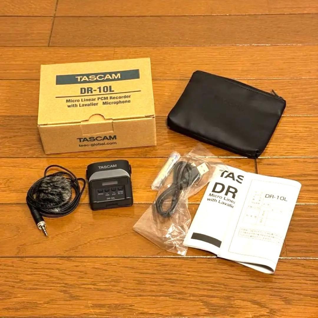 【美品】TASCAM DR-10L(黒) ピンマイク付き小型オーディオレコーダー