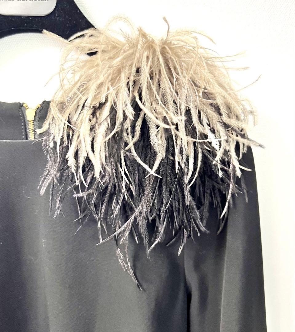 オーストリッチ　フェザーコサージュ　バイカラー