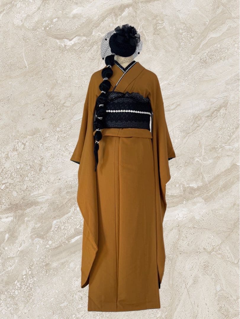 【きらきらストーンからし色無地振袖】