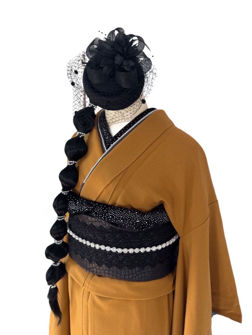 【きらきらストーンからし色無地振袖】