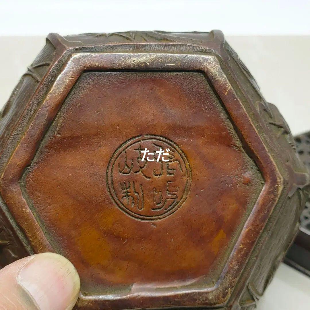 銅製 提梁暖手炉 喜上枝頭手提げ暖手炉 香炉 香道具 装飾品 工芸品 置物