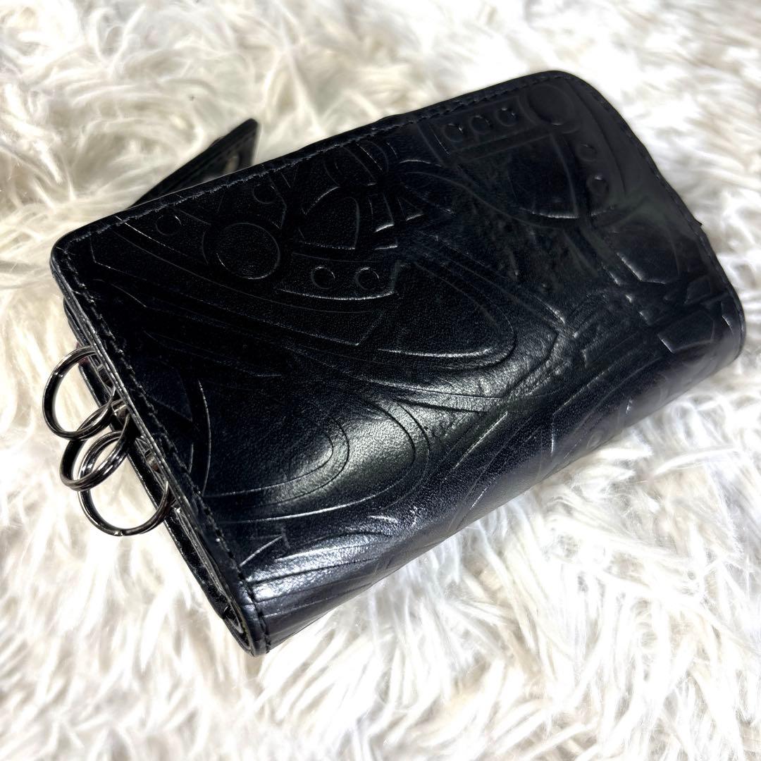 Vivienne Westwood 小銭入れ付き4連キーケース オーブ型押し　黒