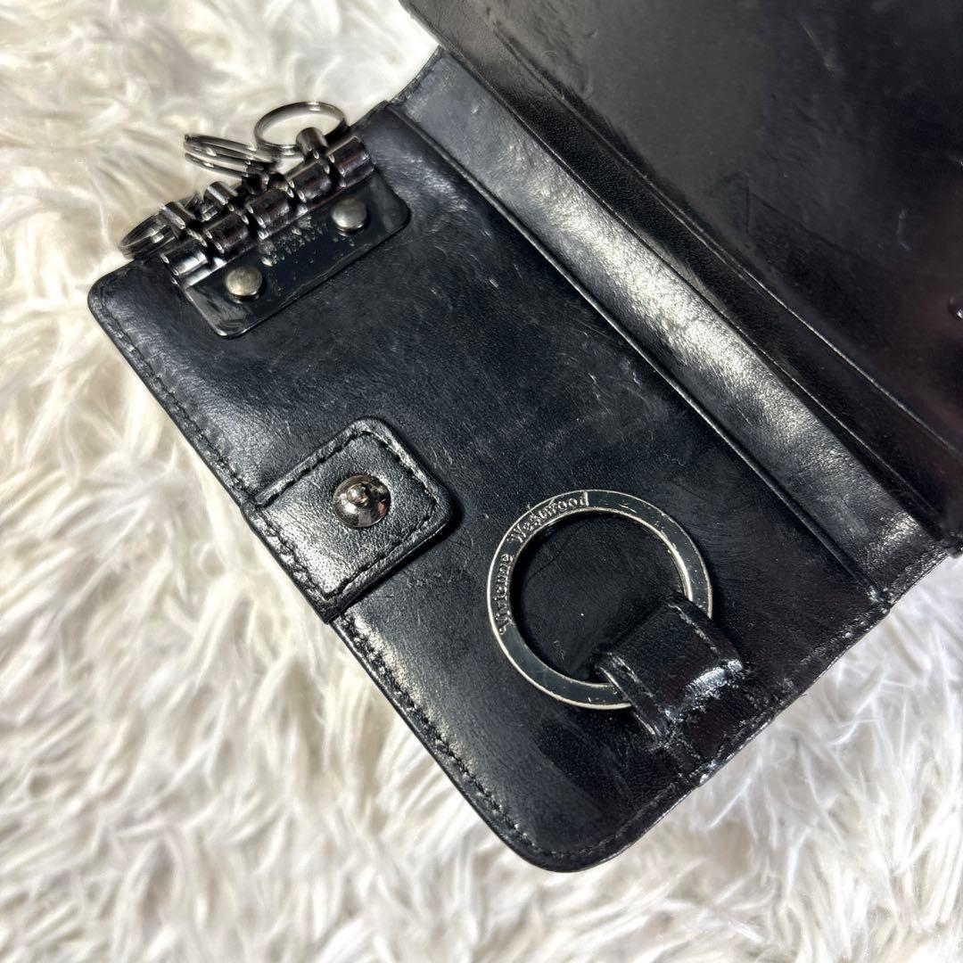 Vivienne Westwood 小銭入れ付き4連キーケース オーブ型押し　黒