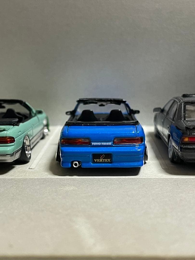 素人改造　1/64　ターマック　ヴェルテックス　日産　S13　コンバーチブル　青