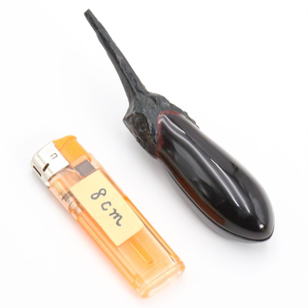 畦地粒俵作 乾漆 長茄子香合 茶道具 共箱共布　rC794　N4