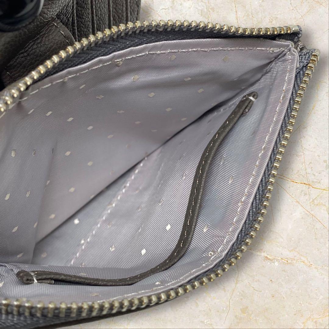 perche ペルケ がま口 二つ折り財布 ドット アクリル玉 ダークグレー