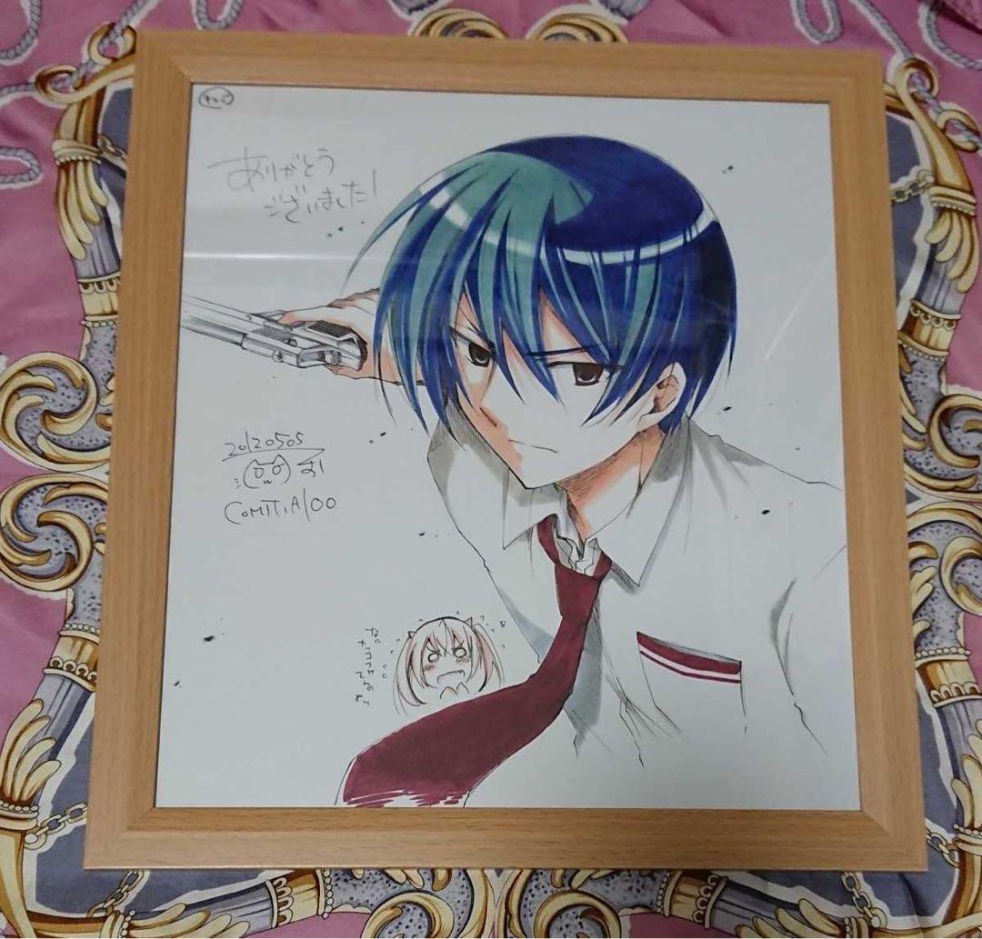 直筆サイン色紙　緋弾のアリア 直筆イラスト　キンジ　こよかよしの アニメ