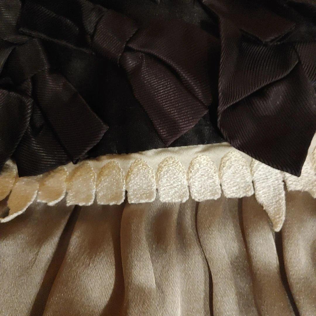 フレアスカート グレーと黒 リボン付きアンダーカバー