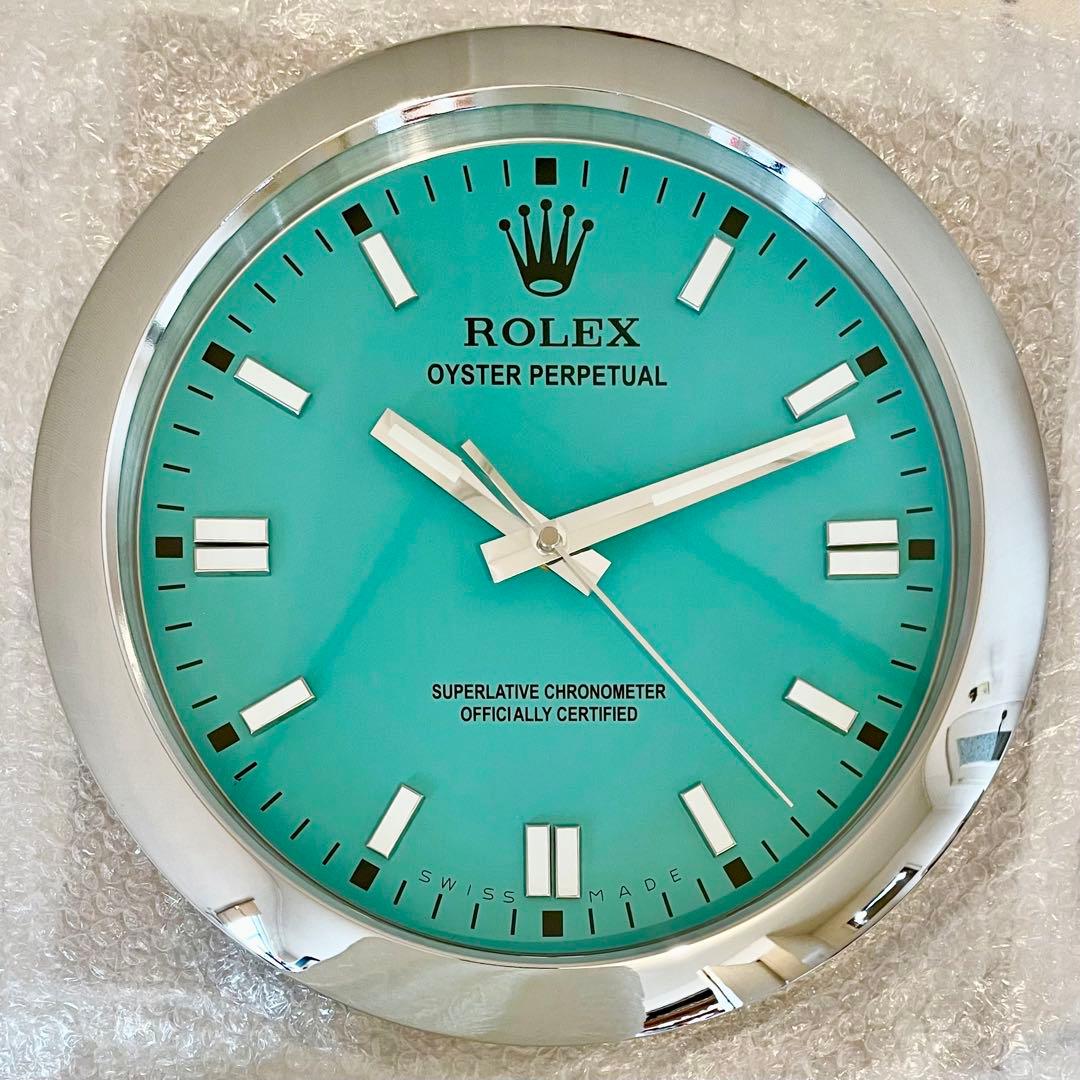 海外販促品 オイスターパーペチュアル ROLEX 掛け時計 ⭐︎美しいブルー！
