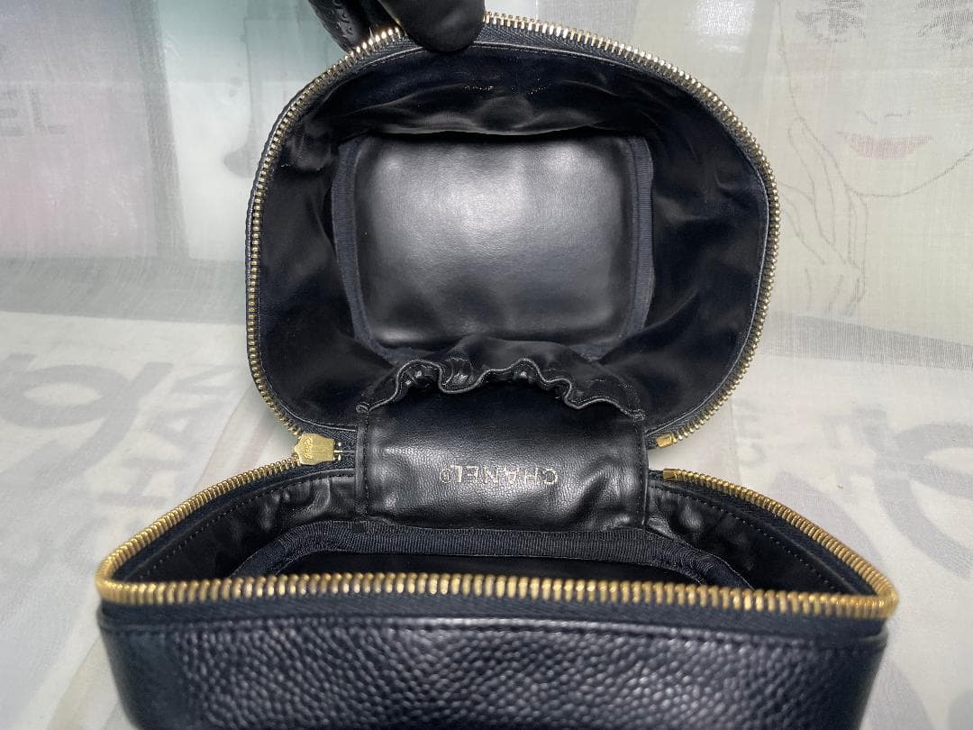 CHANEL　シャネル キャビアスキン ココマーク バニティ ヴァニティ　92