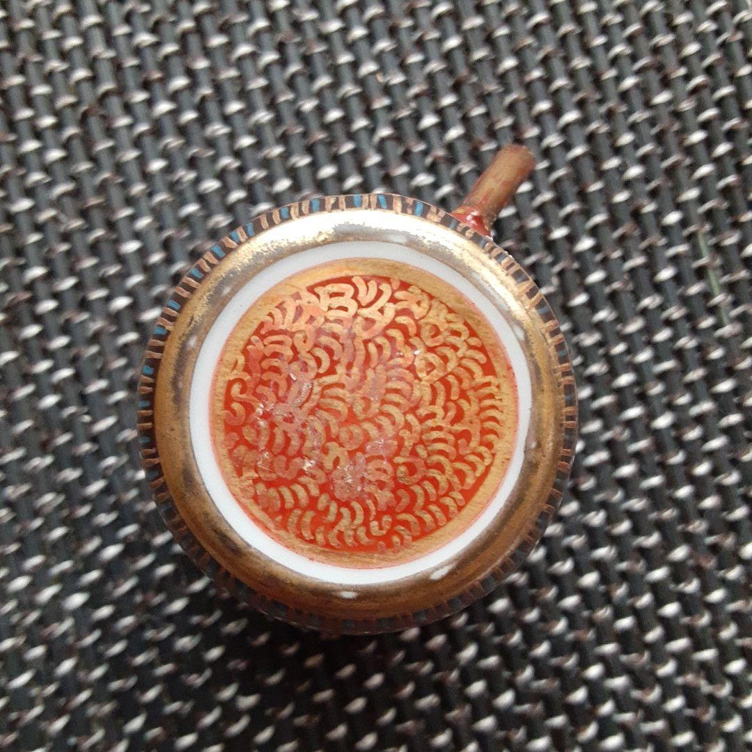 古い卵殻手エッグシェルティーカップ/芸者美人画桜肥蝶山/超絶細密画椀横浜薩摩清水