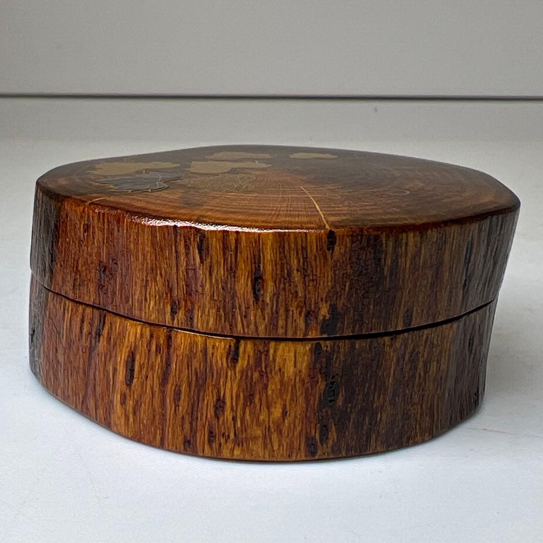 山下泰園 蔦蒔絵 香合 共箱 w4.4cm 東キ8-0127☆2F