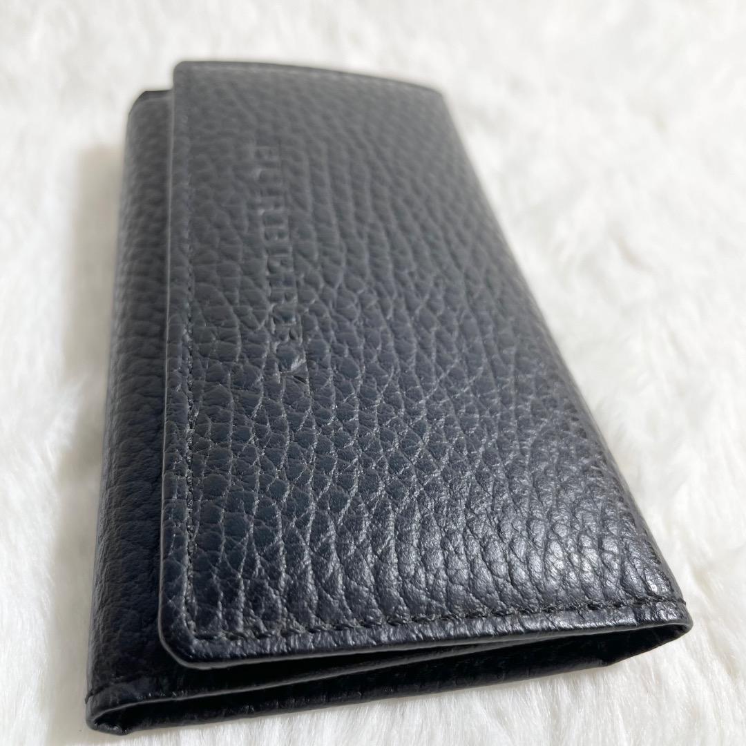 美品 BURBERRY レザー×ノバチェック柄 4連 キーケース ブラック